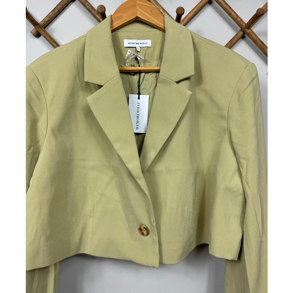 WeWoreWhat Boxy Cropped Blazer in Oat Size L - Picture 4 of 12